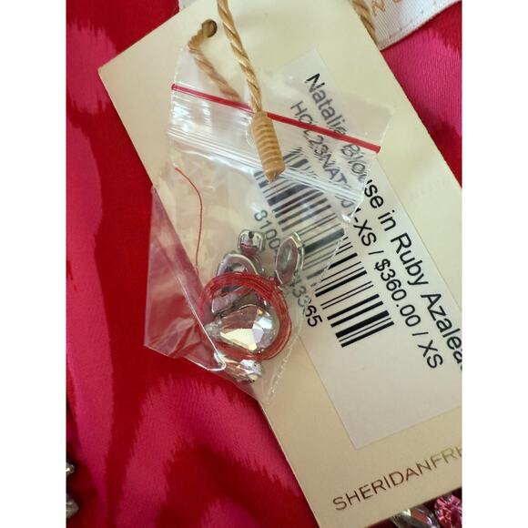 Sheridan French Ruby Azaleas Natalie 100% Poly Silk Pink Blouse Size XS - Picture 13 of 15